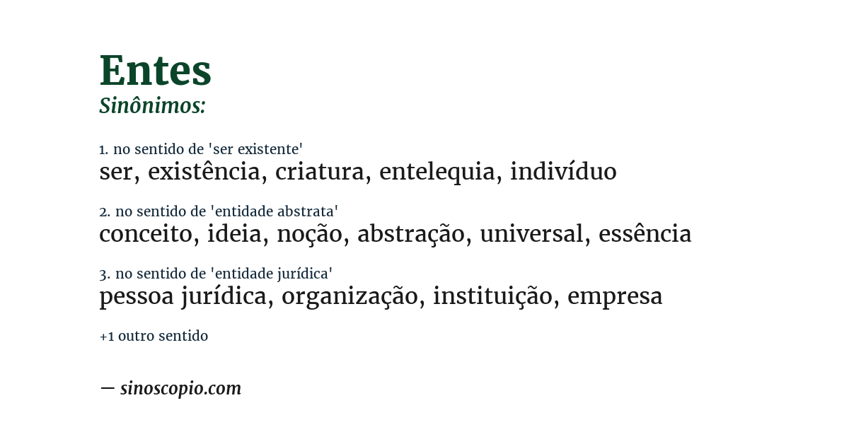 Sinônimo de entes