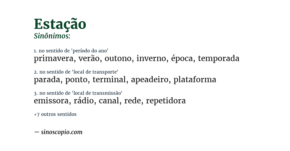 Sinônimo de estação