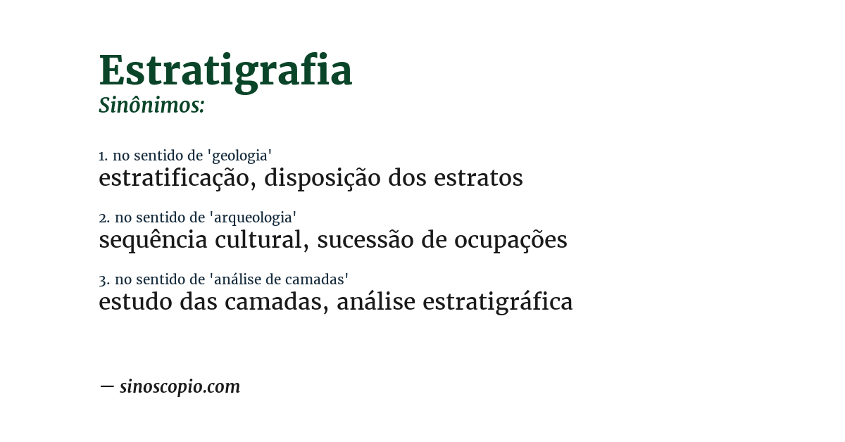 Sinônimo de estratigrafia