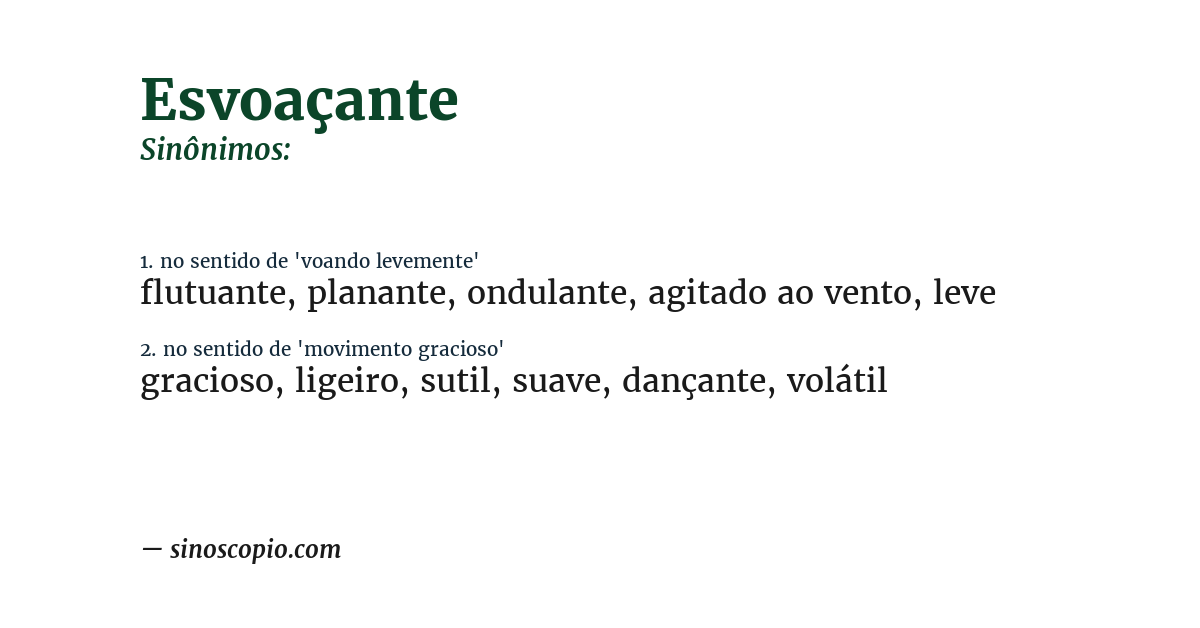 Sinônimo de esvoaçante