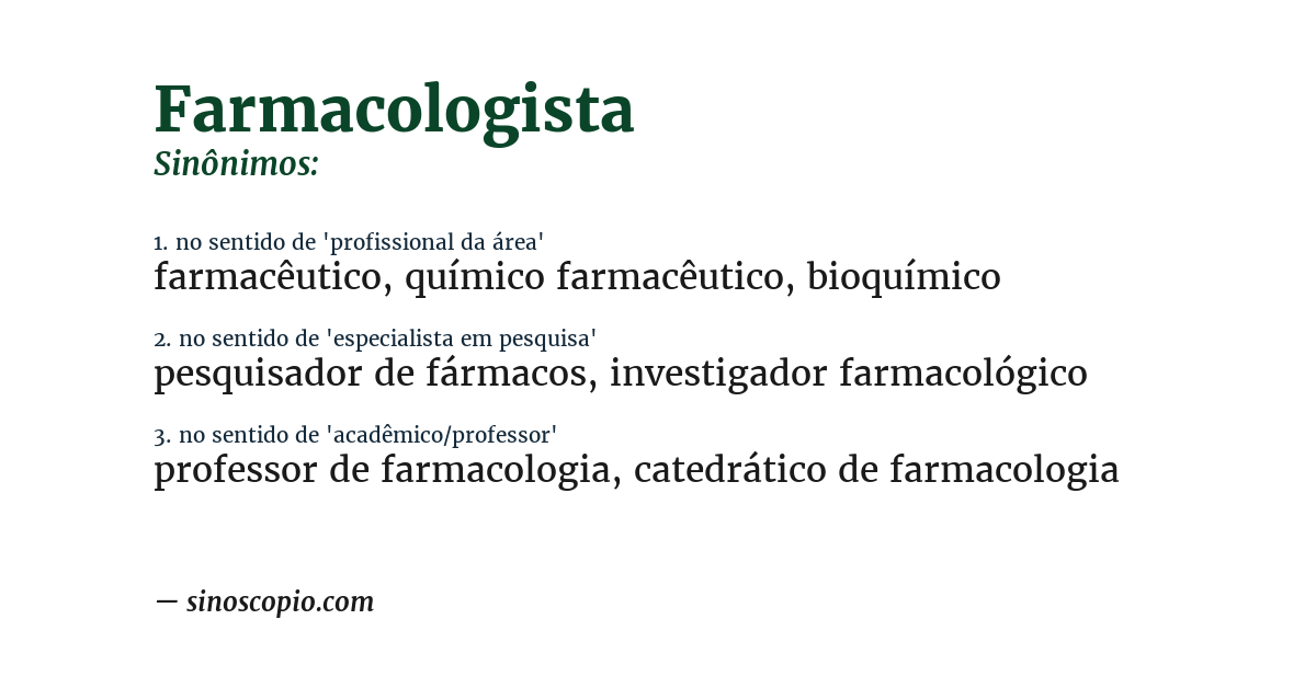 Sinônimo de farmacologista