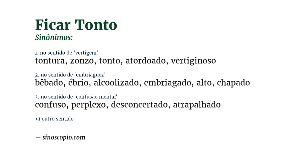 Sinônimo de ficar tonto