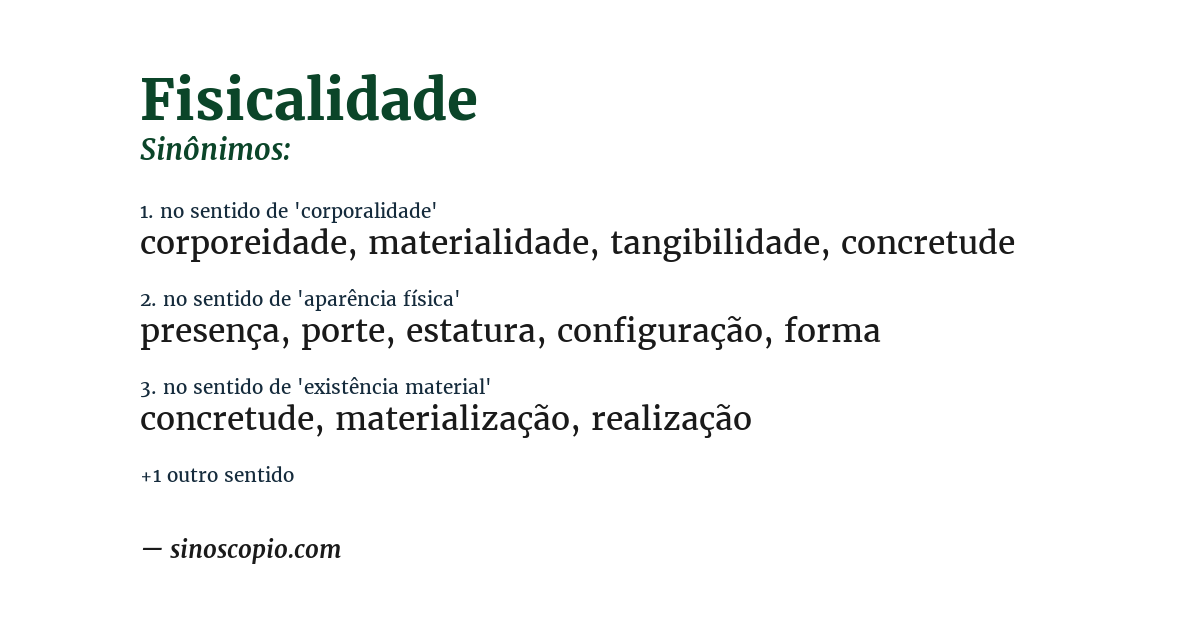 Sinônimo de fisicalidade