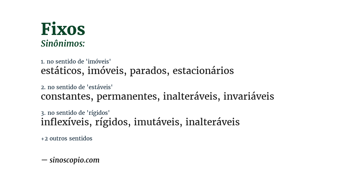 Sinônimo de fixos