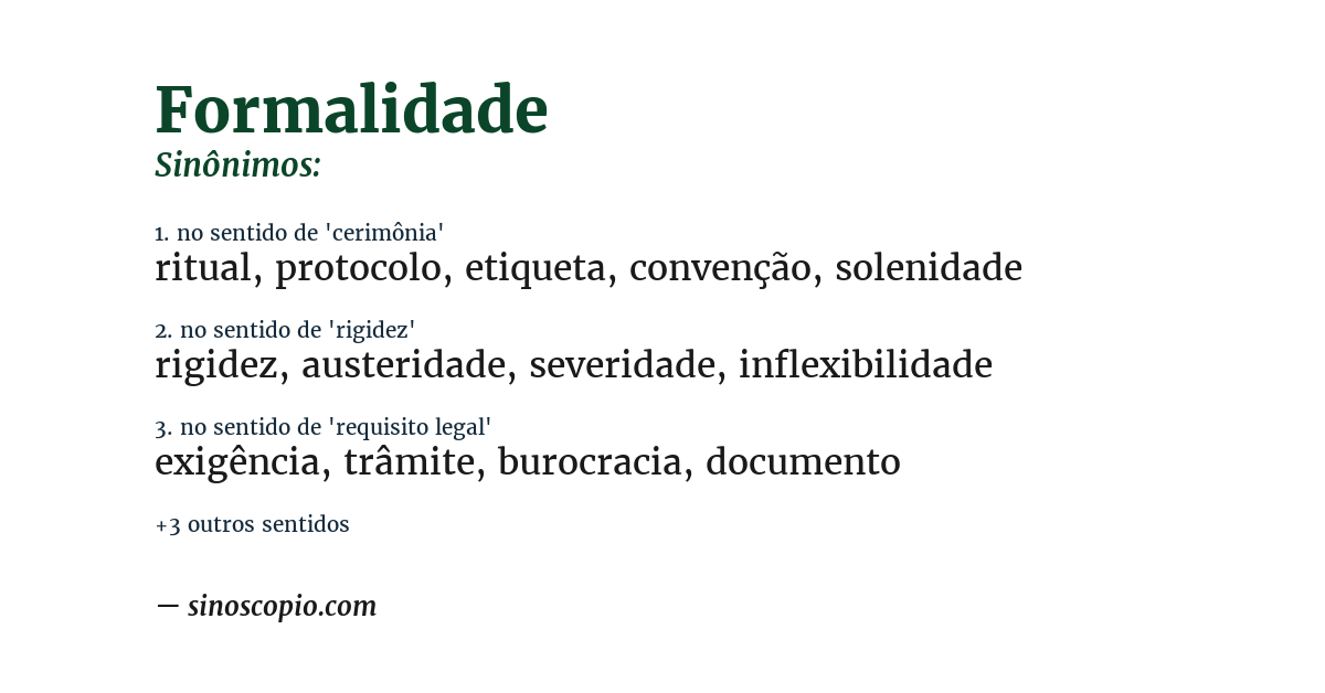 Sinônimo de formalidade