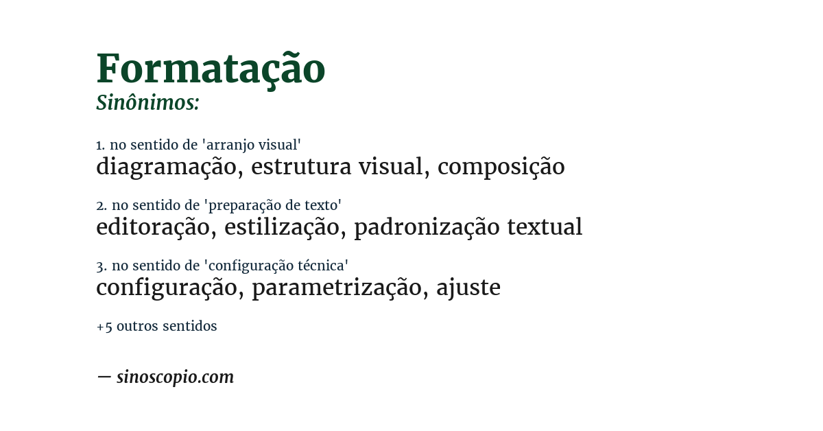 Sinônimo de formatação