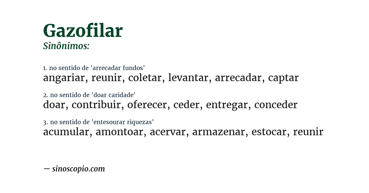 Sinônimo de gazofilar
