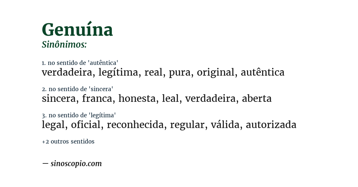 Sinônimo de genuína