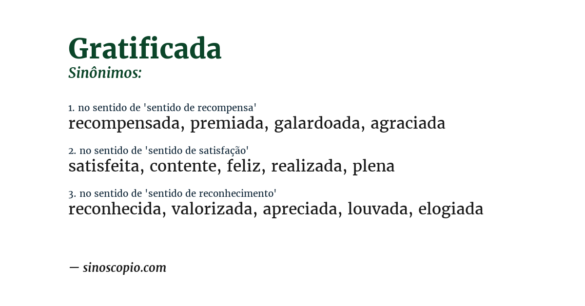 Sinônimo de gratificada