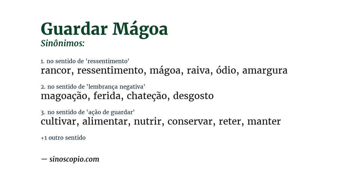 Sinônimo de guardar mágoa
