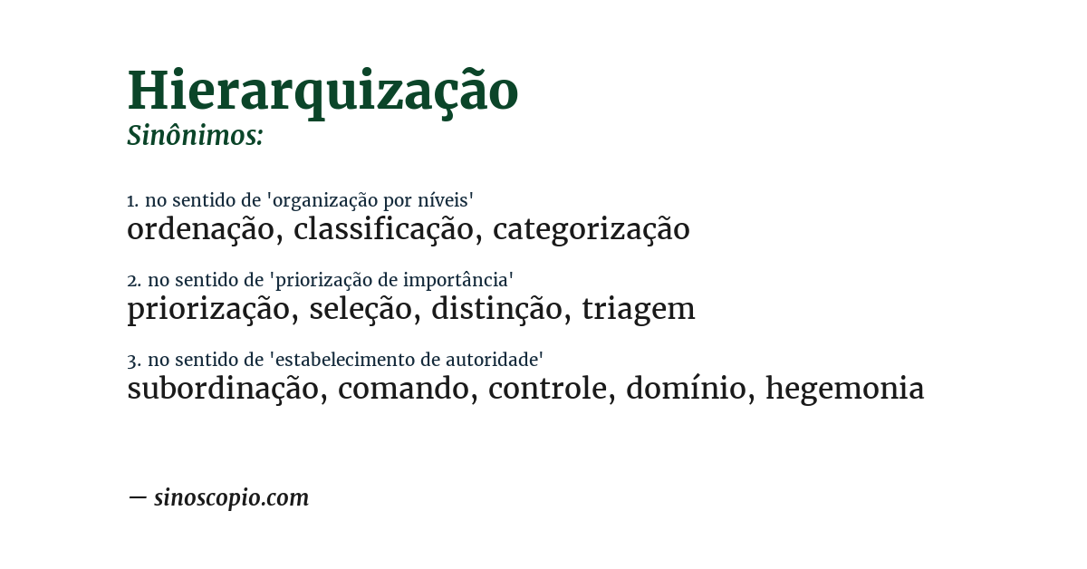 Sinônimo de hierarquização