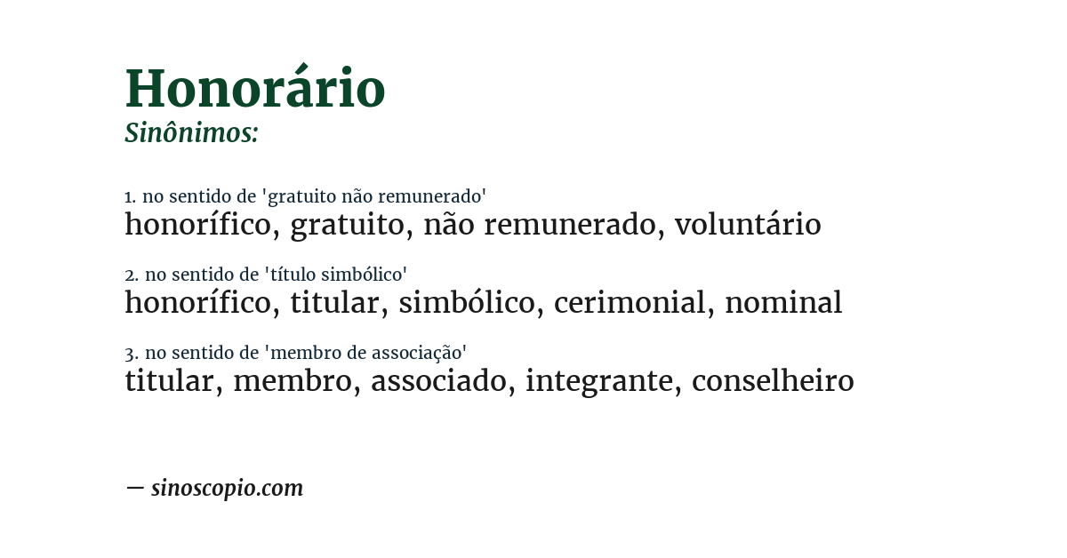 Sinônimo de honorário