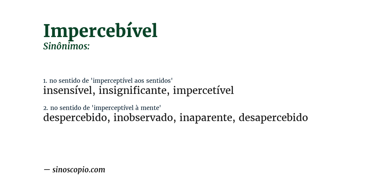 Sinônimo de impercebível