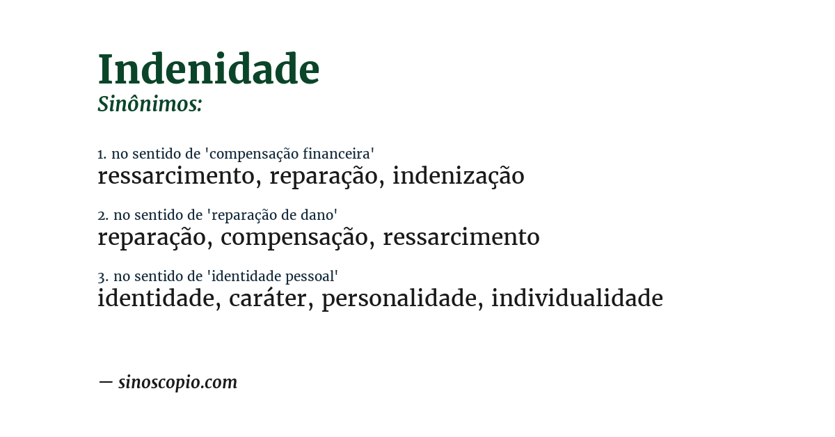 Sinônimo de indenidade