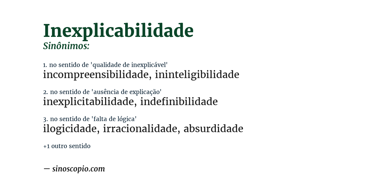 Sinônimo de inexplicabilidade