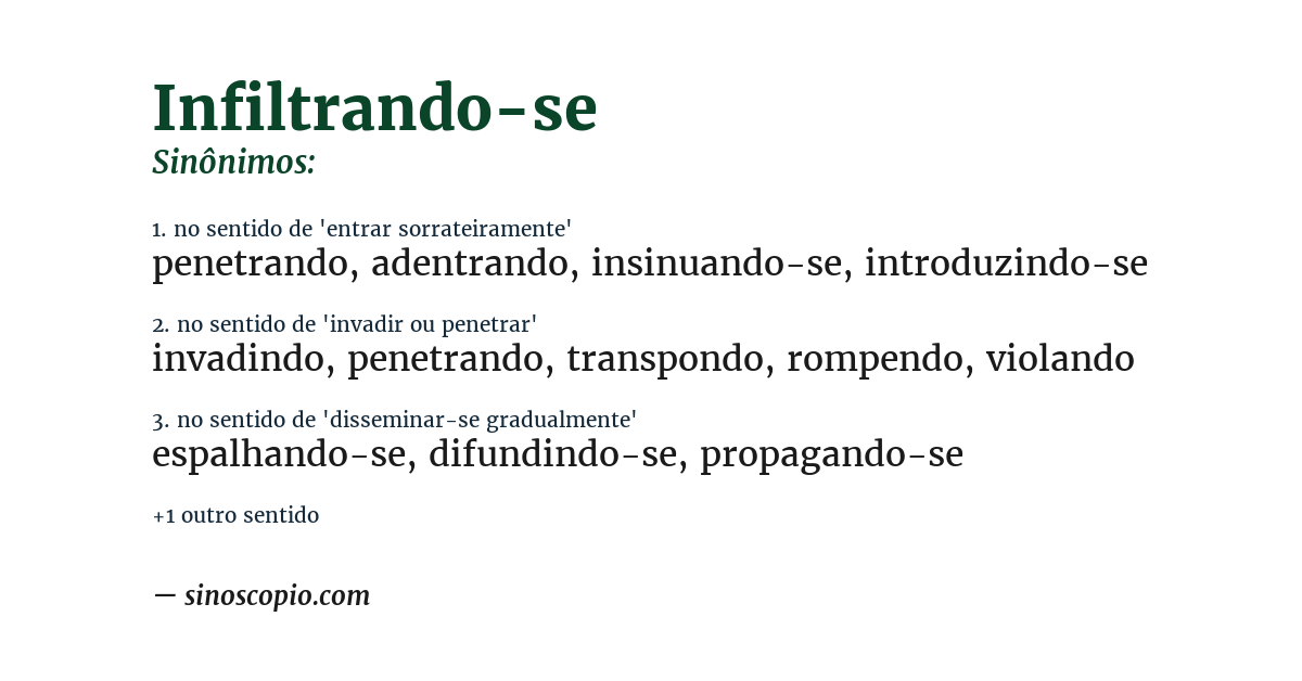 Sinônimo de infiltrando-se
