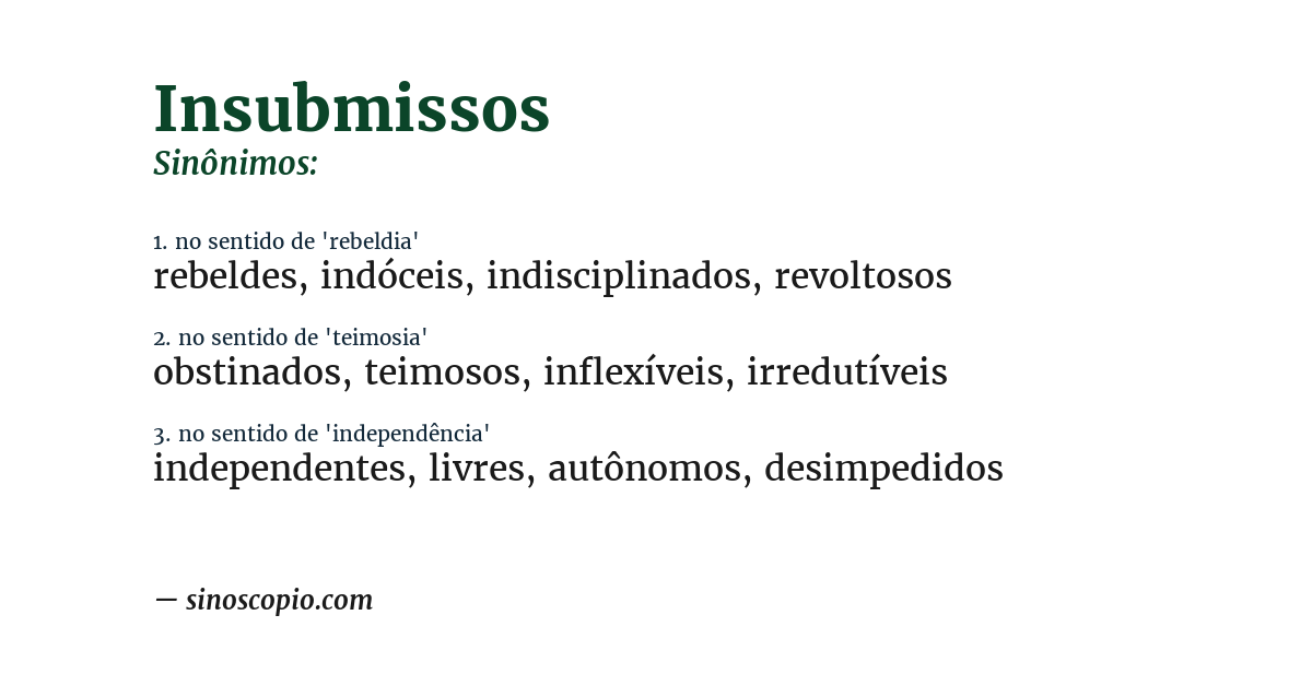Sinônimo de insubmissos