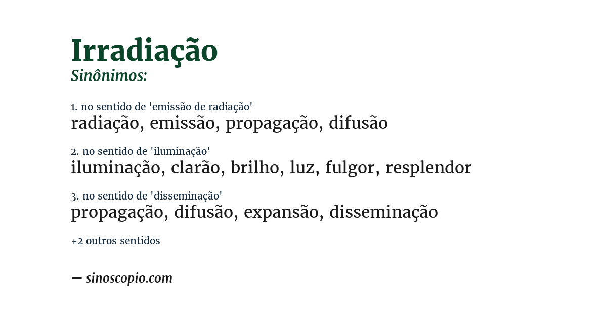 Sinônimo de irradiação