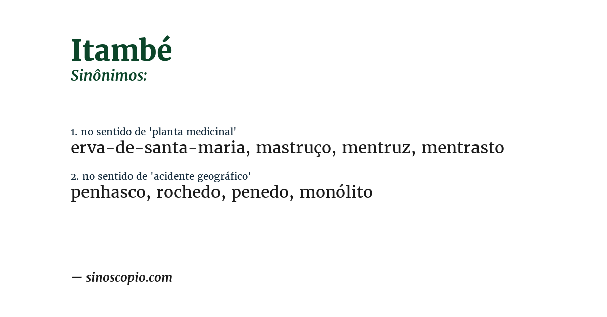 Sinônimo de itambé