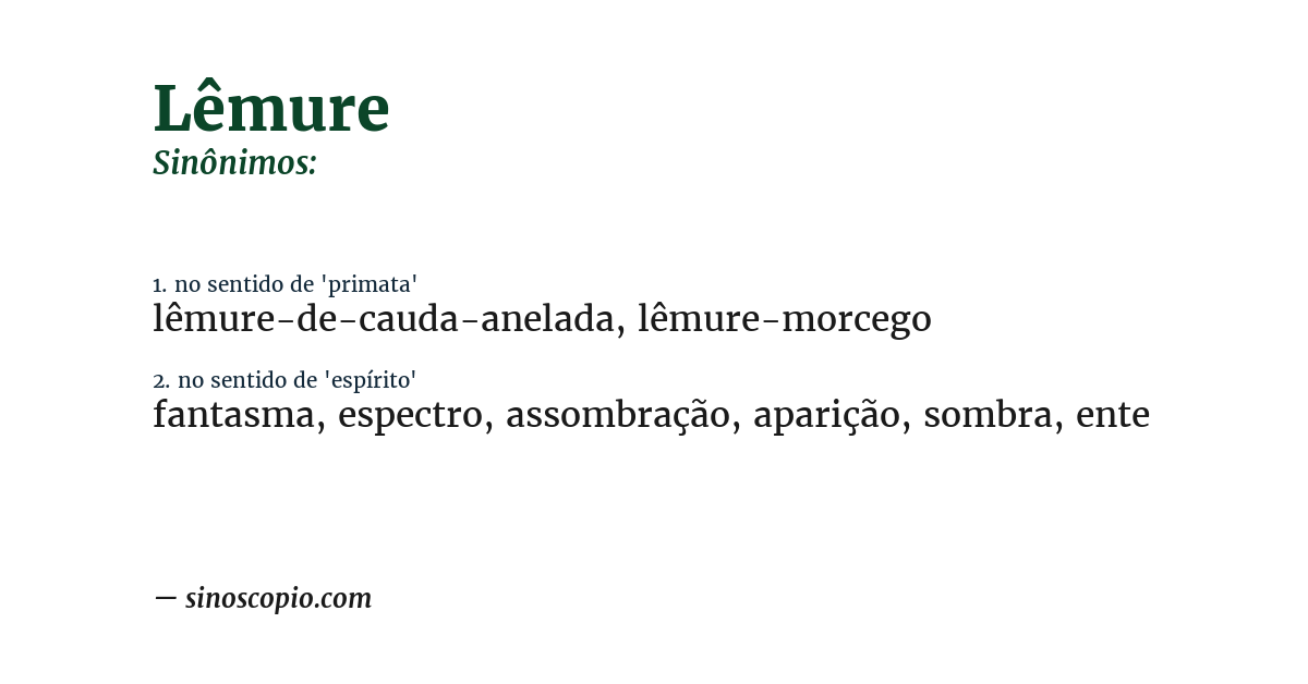 Sinônimo de lêmure