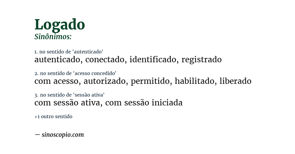Sinônimo de logado