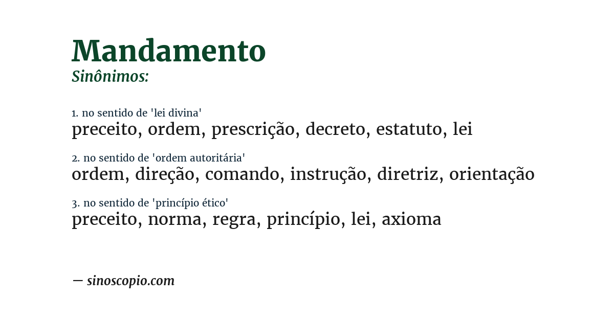 Sinônimo de mandamento