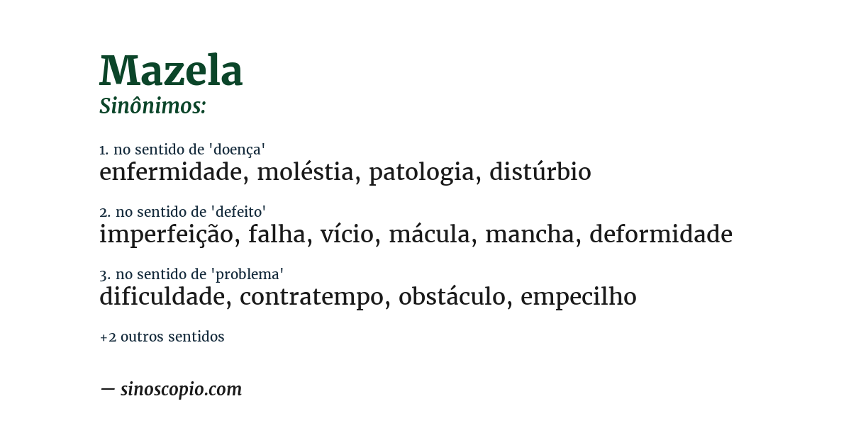 Sinônimo de mazela