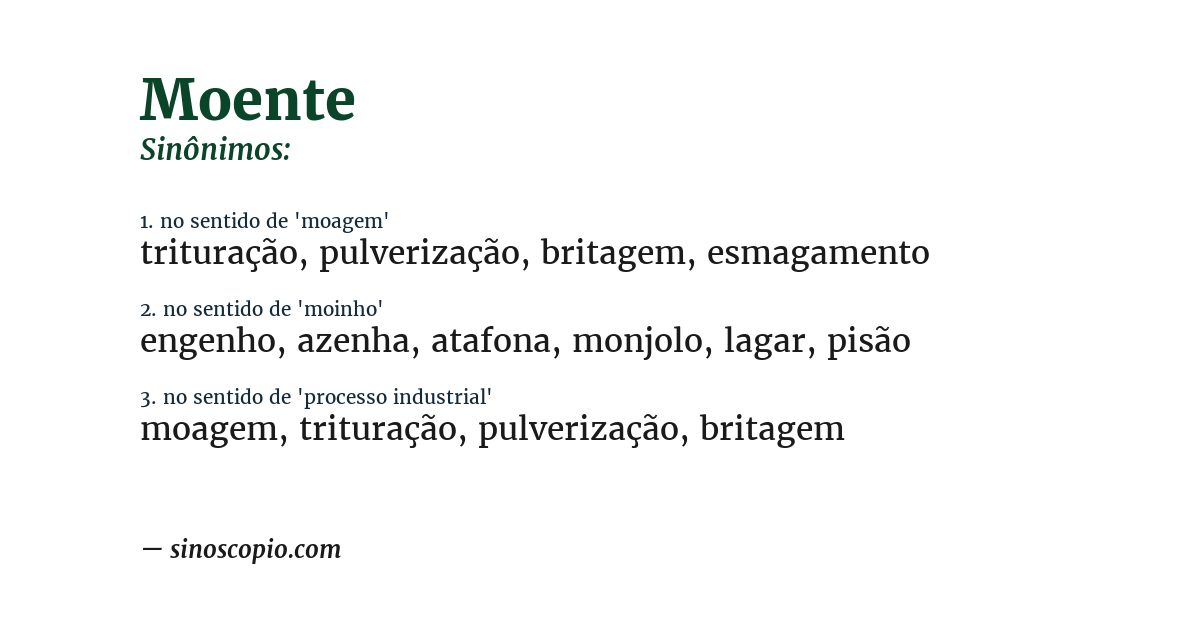 Sinônimo de moente
