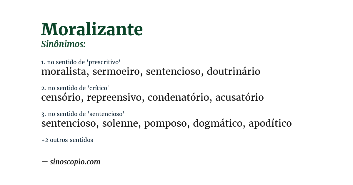 Sinônimo de moralizante