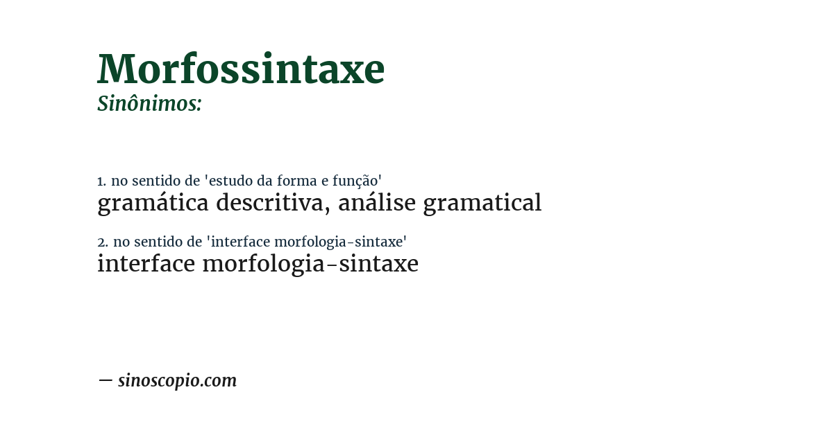 Sinônimo de morfossintaxe