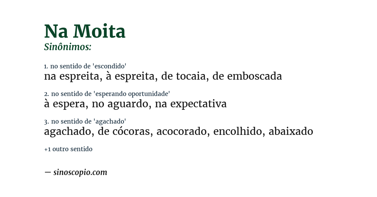 Sinônimo de na moita