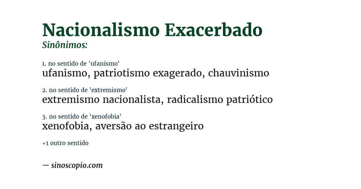 Sinônimo de nacionalismo exacerbado