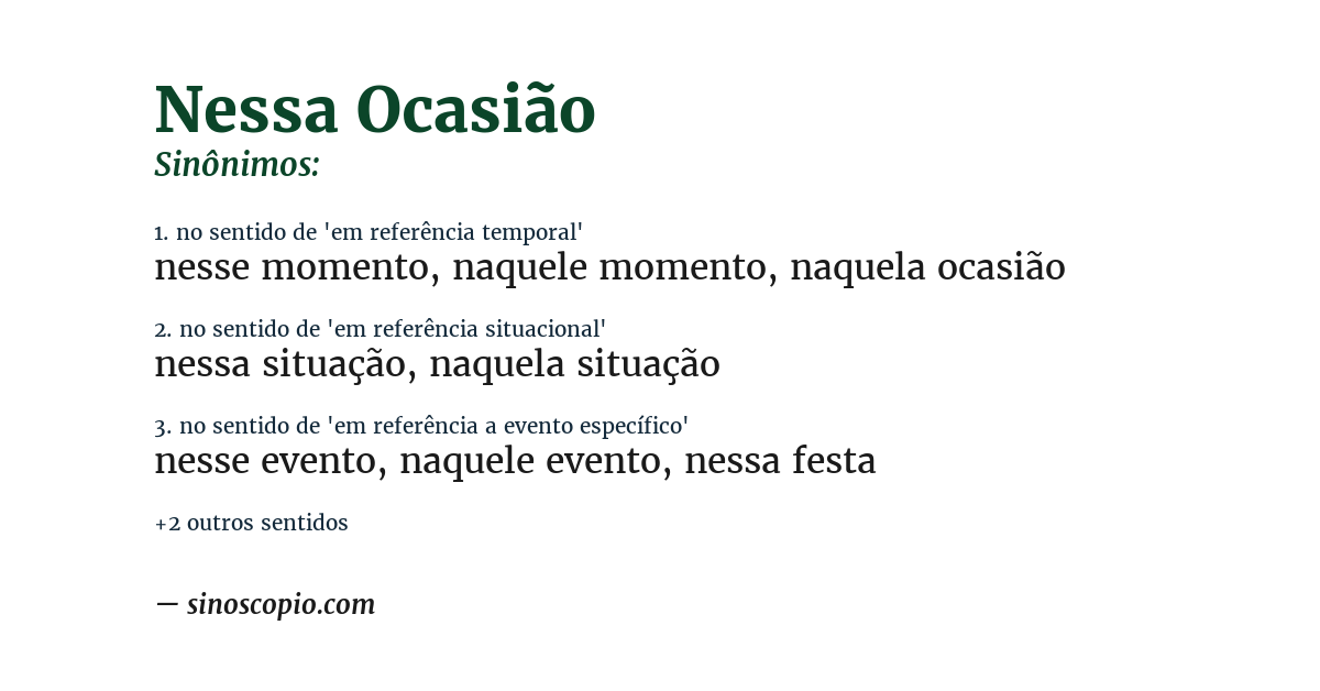 Sinônimo de nessa ocasião