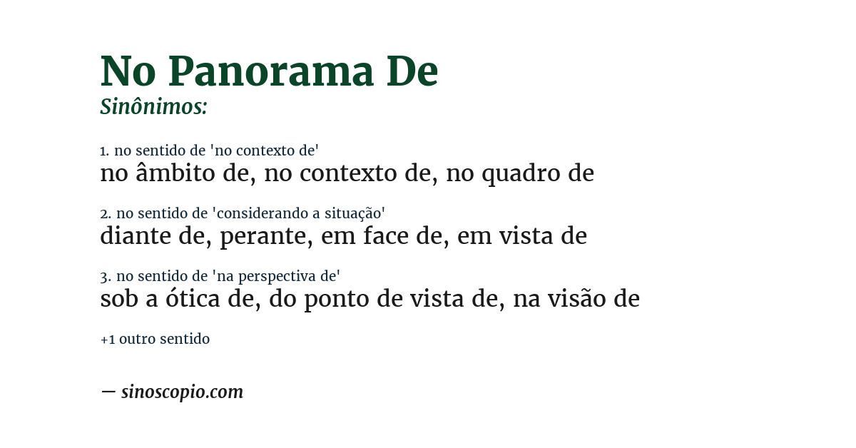 Sinônimo de no panorama de