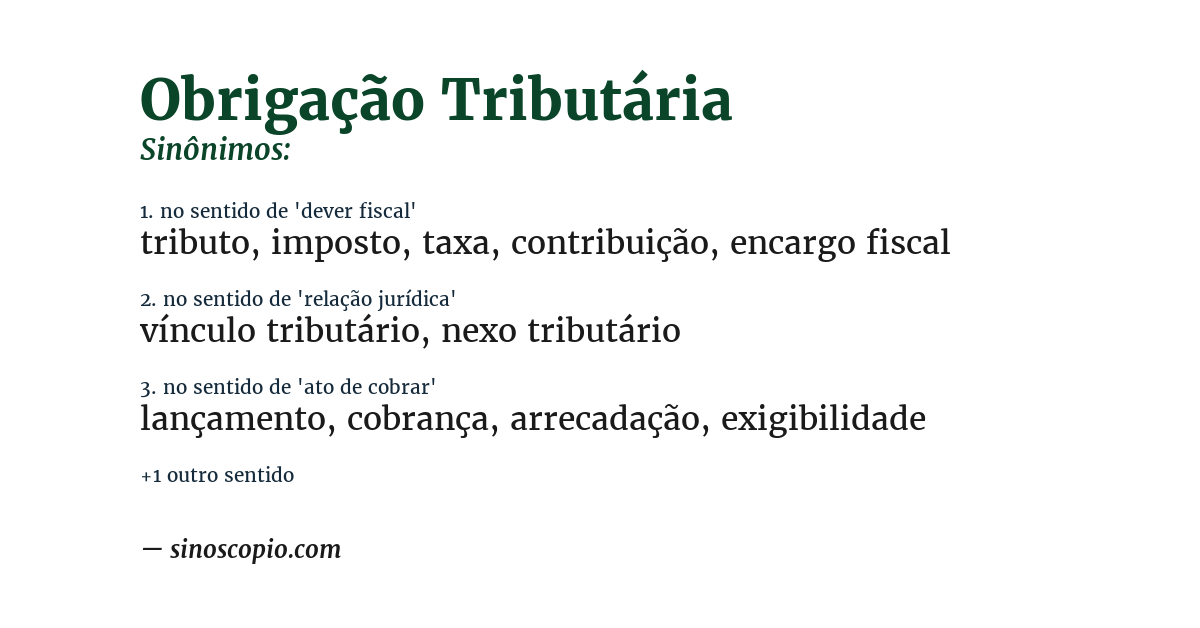 Sinônimo de obrigação tributária