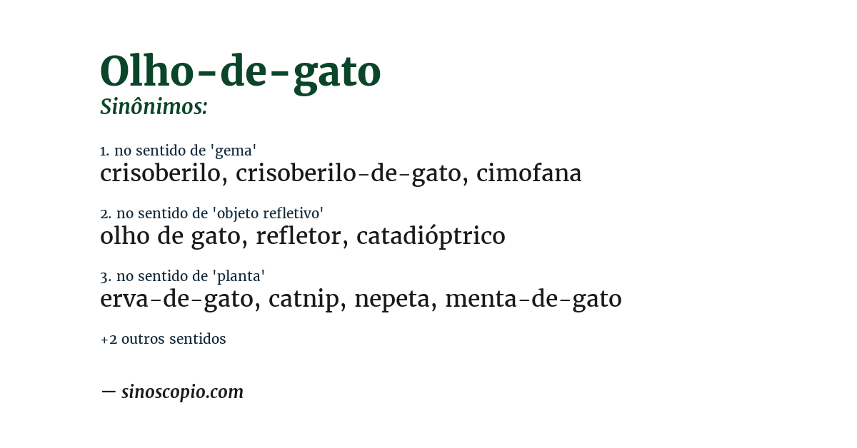 Sinônimo de olho-de-gato