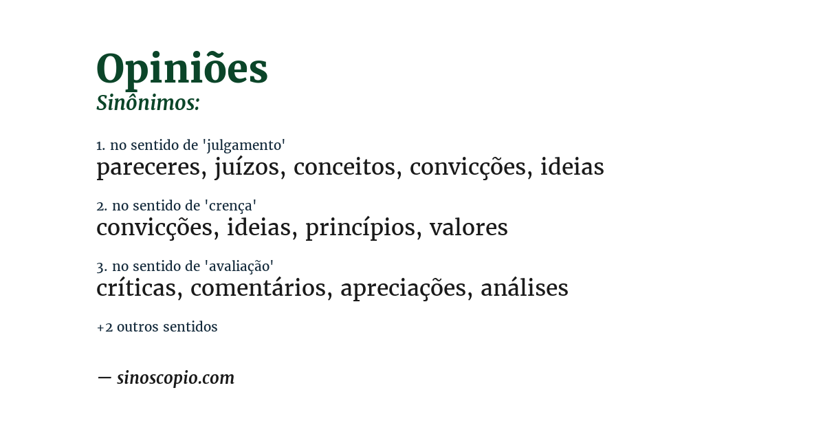 Sinônimo de opiniões