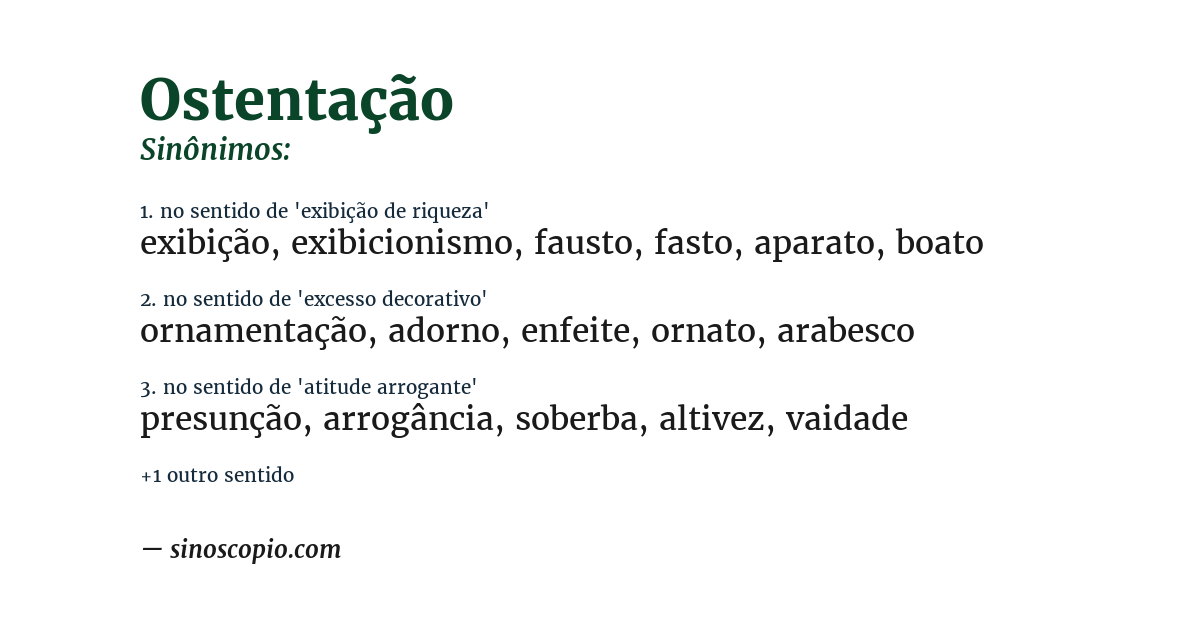Sinônimo de ostentação