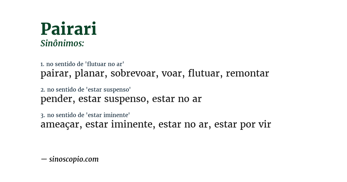 Sinônimo de pairari
