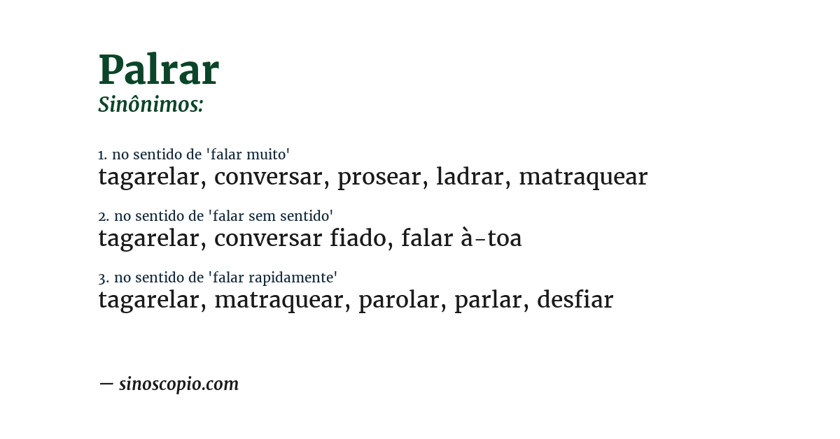 Sinônimo de palrar