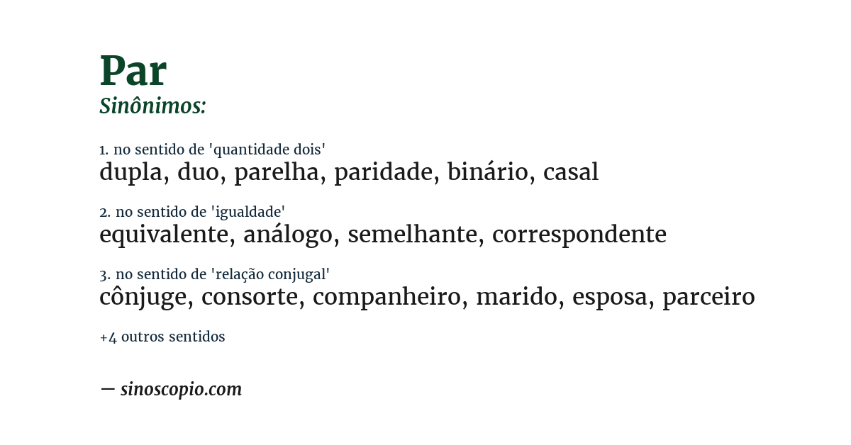 Sinônimo de par