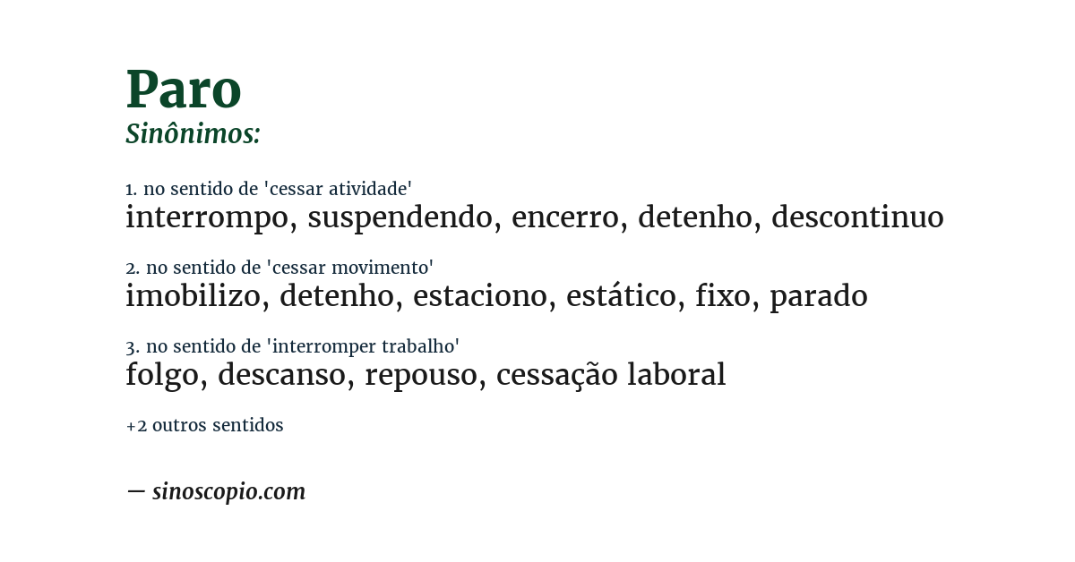 Sinônimo de paro