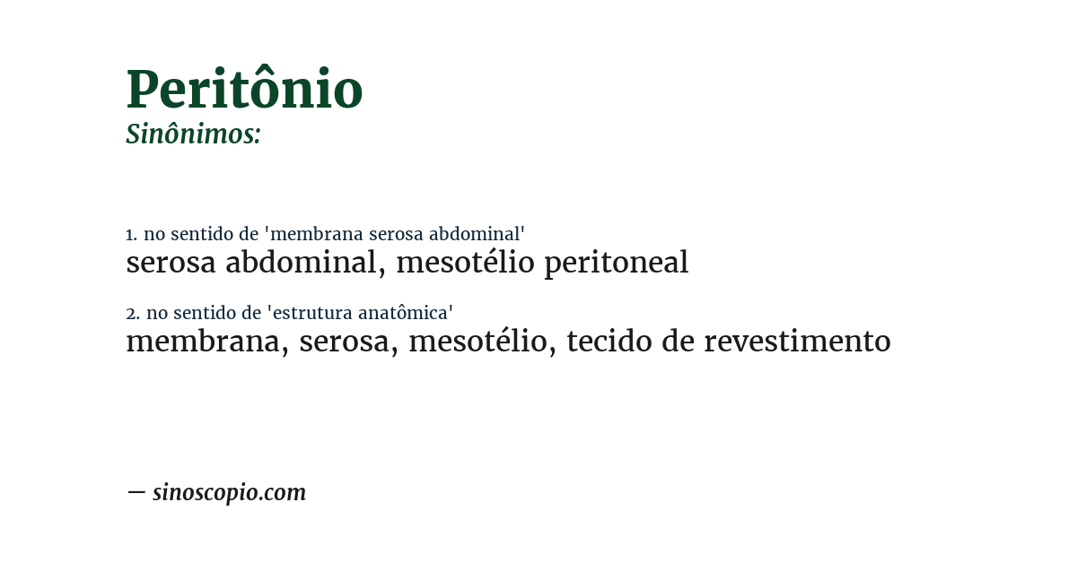 Sinônimo de peritônio