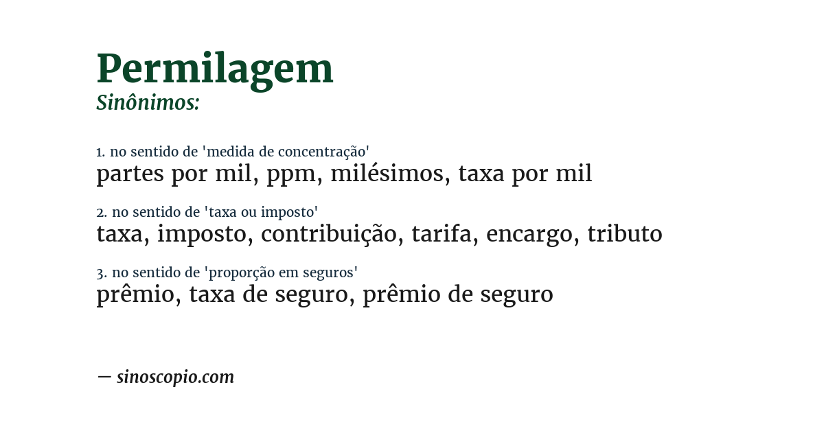 Sinônimo de permilagem