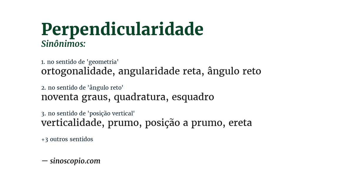 Sinônimo de perpendicularidade