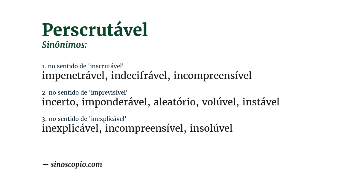 Sinônimo de perscrutável
