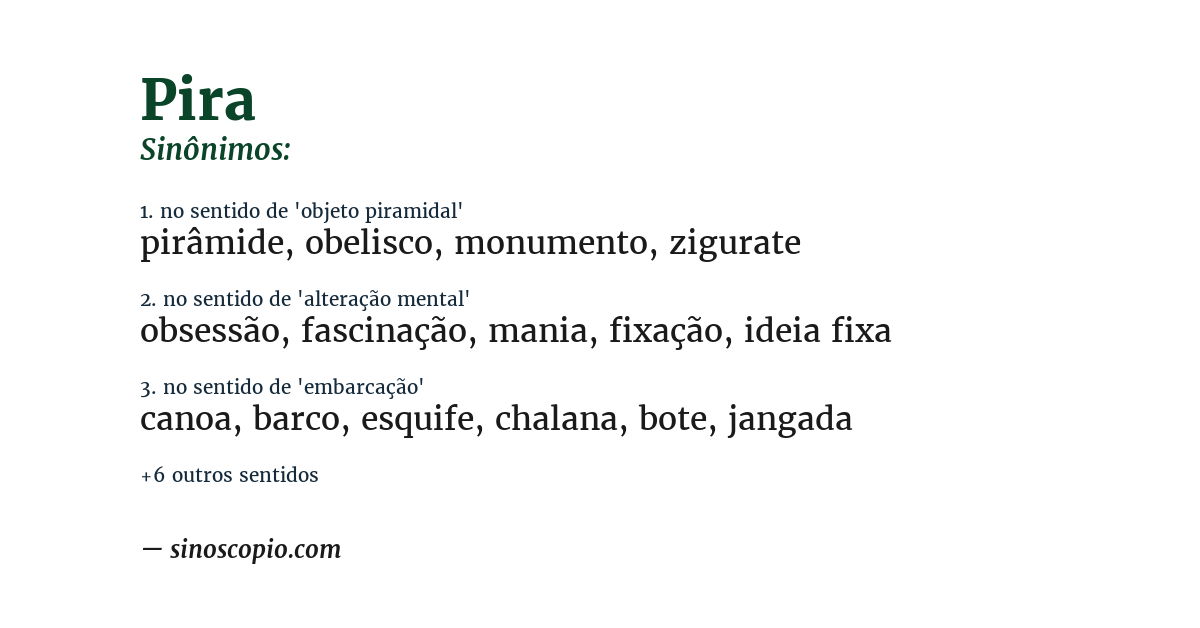 Sinônimo de pira