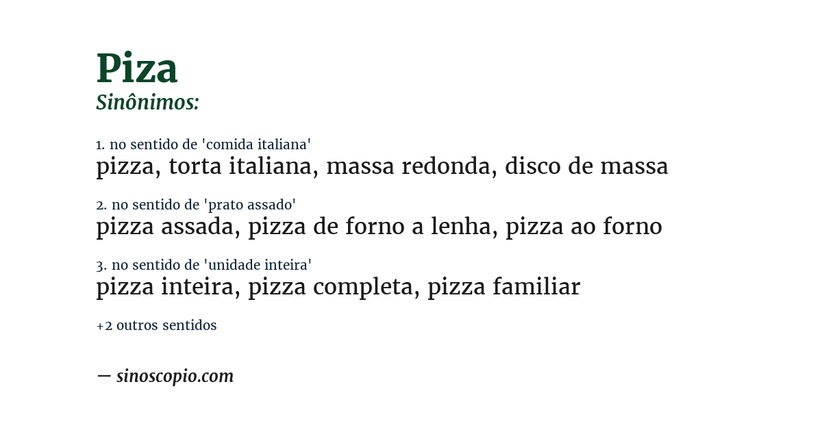 Sinônimo de piza