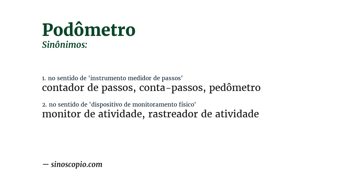 Sinônimo de podômetro
