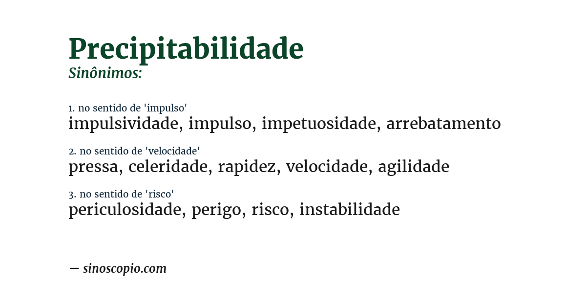 Sinônimo de precipitabilidade